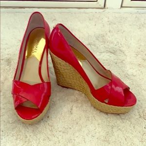 Michael Kors red patent leather wedges- 7.5